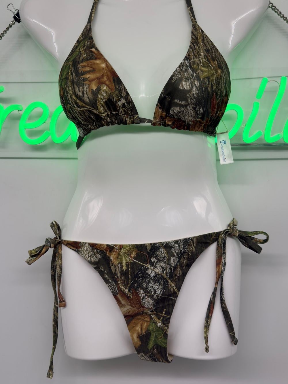 Jonathan Swim Camo String Bikini - Green/Brown/Black